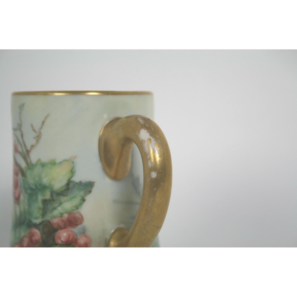 Antique Belleek Tankard Mug Stein CAC Painted with Grapes/Leaves Gold Gilding - Picture 9 of 9